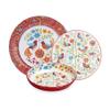 Bico Red Spring Bird Ceramic 12 pcs Dinnerware Set, Service for 4, Inclusive of 11 inch Dinner Plates, 8.75 inch Salad Plates and 35oz Dinner Bowls, for Party, Microwave & Dishwasher Safe view 1