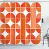 Ambesonne Retro Shower Curtain, Pop Art Funky Unusual Geometric Forms Mosaic Style Old Fashioned Graphic, Cloth Fabric Bathroom Decor Set with Hooks, 69" W x 70" L, Dark Orange view 1