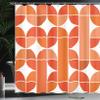 Ambesonne Retro Shower Curtain, Pop Art Funky Unusual Geometric Forms Mosaic Style Old Fashioned Graphic, Cloth Fabric Bathroom Decor Set with Hooks, 69" W x 70" L, Dark Orange view 3