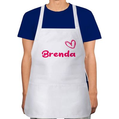 Makoroni - Brenda Name Apron Adjustable Kitchen Chef Apron with 2 Pockets Cooking Baking, DesK12