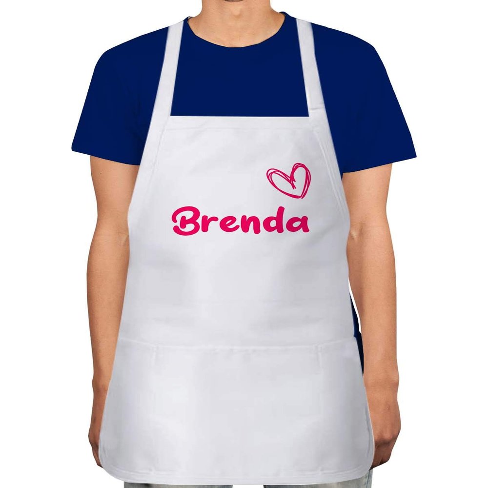 Makoroni - Brenda Name Apron Adjustable Kitchen Chef Apron with 2 Pockets Cooking Baking, DesK12