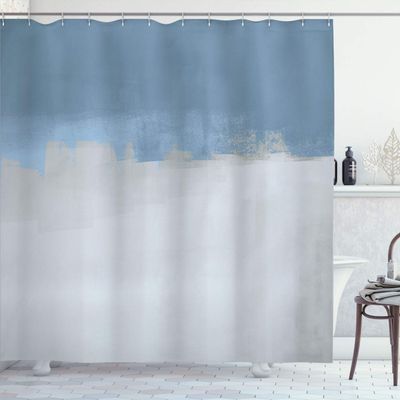 Ambesonne Abstract Shower Curtain, Grunge Street Style Painting Brush Print Ombre Design Illustration, Cloth Fabric Bathroom Decor Set with Hooks, 84" Long Extra, Slate Blue