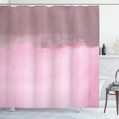 Ambesonne Abstract Shower Curtain, Grunge Street Style Painting Brush Print Ombre Design Illustration, Cloth Fabric Bathroom Decor Set with Hooks, 84" Long Extra, Baby Pink