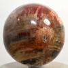 2.8" 490g Red Brown Petrified Fossil Agate Sphere Polished Natural Fossilized Gemstone Crystal Mineral w/Quartz Druzy Carved Ball - Madagascar + Stand view 1