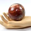 2.8" 490g Red Brown Petrified Fossil Agate Sphere Polished Natural Fossilized Gemstone Crystal Mineral w/Quartz Druzy Carved Ball - Madagascar + Stand view 4