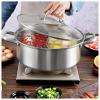 AIZYR 304 Stainless Steel Hot Pot - 2 Grid 2 Taste Cooker Mandarin Duck Pot Kitchen Soup Cooking Tool with Glass Lid,30cm view 1
