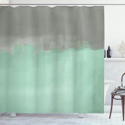Ambesonne Abstract Shower Curtain, Grunge Street Style Painting Brush Print Ombre Design Illustration, Cloth Fabric Bathroom Decor Set with Hooks, 69" W x 75" L, Mint Green