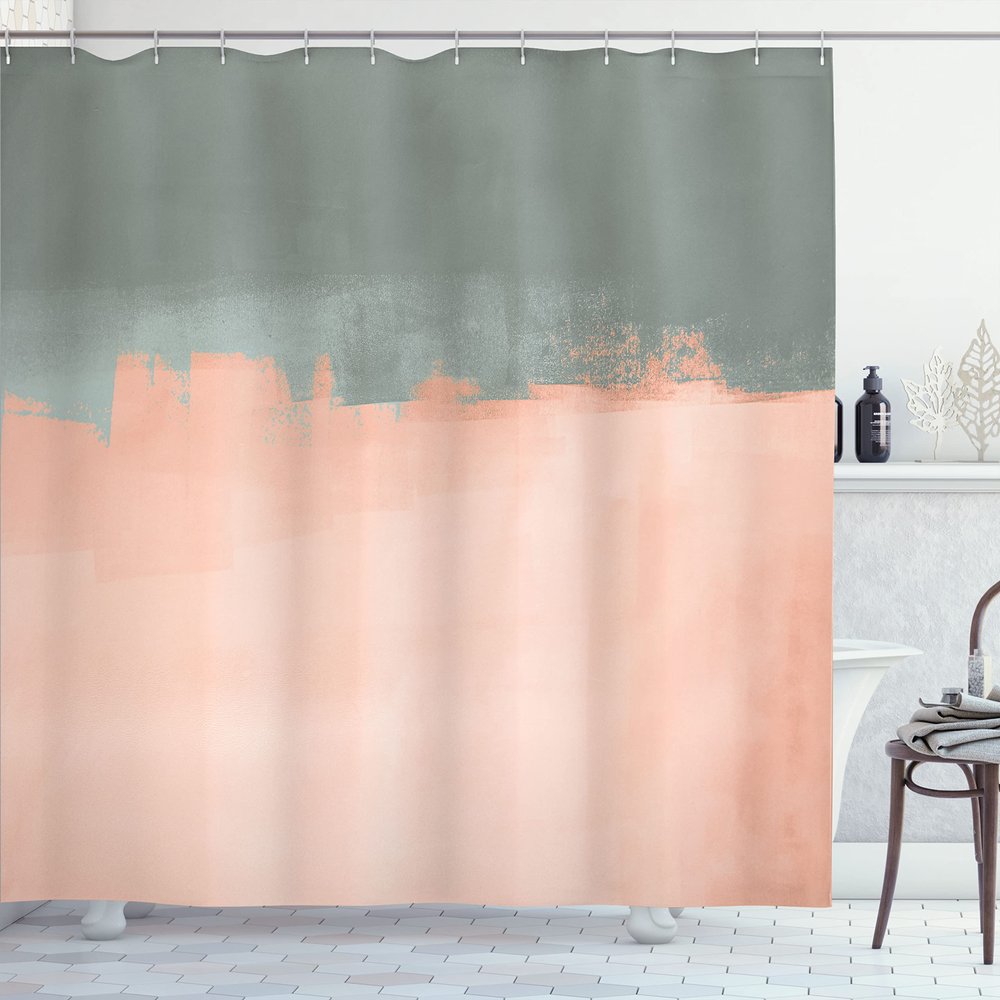 Ambesonne Abstract Shower Curtain, Grunge Street Style Painting Brush Print Ombre Design Illustration, Cloth Fabric Bathroom Decor Set with Hooks, 69" W x 70" L, Dark Sea