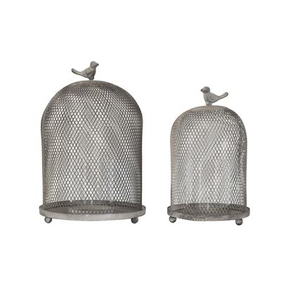 A&B Home Set of 2 Vintage Mesh Candle Holder with Glass Hurricane Farmhouse Style for Wedding Party Centerpiece Garden Decor Indoor Outdoor