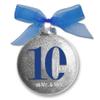10th Wedding Anniversary Christmas Ornament, 10 Years as Mr & Mrs, Gift for Married Couple, Anniversary Keepsake, Traditional Glitter Bauble with Blue Organza Bow (10th Anniversary) view 1