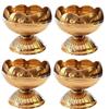 CRAFTSMAN Pack of 4 - Pure Brass Tomato Nanda Diya | Traditional Pooja Diya for Mandir, Home Temple & Festivals | Durable Brass Oil Lamp for Puja, Aarti & Decoration view 1
