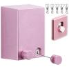 ABHILWY Retractable Clothesline Clothes Line Retracting Outdoor/Indoor, Heavy Duty Stainless Steel Adjustable Drying Rope Wire Dryer with ABS case+Aluminum, Self Adhesive Wall Mount 13.8 Feets Pink view 1