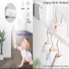 ABHILWY Retractable Clothesline Clothes Line Retracting Outdoor/Indoor, Heavy Duty Adjustable Drying Rope Wire Dryer Widened Belt, Self Adhesive Wall Mount Case with 29 Windproof Hanging Holes White view 2