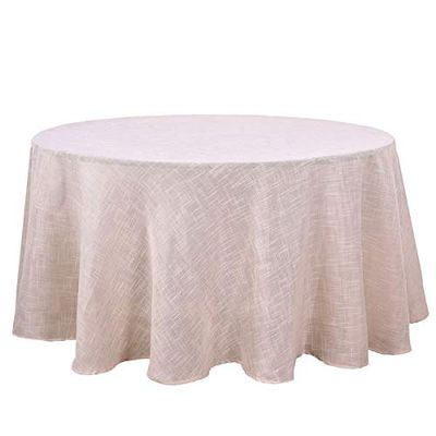120-Inch Blush Round Premium Polyester Faux Burlap Tablecloth Wedding Reception Party Events Dining Catering Decorations