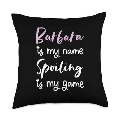 Barbara Name Personalized Women Spoiled Girl Cute Pink Black Throw Pillow