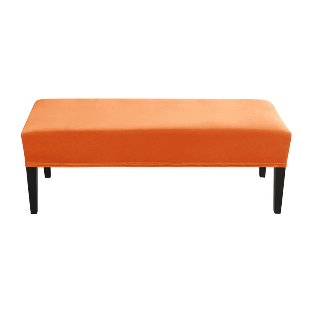 CLGTY Velvet Bench Cover Stretch, Non Slip Soft Bench Slipcover Removable Washable Furniture Protector for Living Room, Kitchen, Bedroom-Orange-Universal