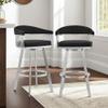 Armen Living Chelsea 29" Black Faux Leather and Brushed Stainless Steel Swivel Bar Stool view 2