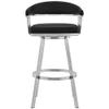 Armen Living Chelsea 29" Black Faux Leather and Brushed Stainless Steel Swivel Bar Stool view 3
