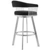 Armen Living Chelsea 29" Black Faux Leather and Brushed Stainless Steel Swivel Bar Stool view 4