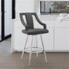 armen LIVING Maxen 25" Gray Faux Leather and Brushed Stainless Steel Swivel Bar Stool view 2