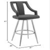 armen LIVING Maxen 25" Gray Faux Leather and Brushed Stainless Steel Swivel Bar Stool view 3