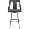 armen LIVING Maxen 25" Gray Faux Leather and Brushed Stainless Steel Swivel Bar Stool view 4