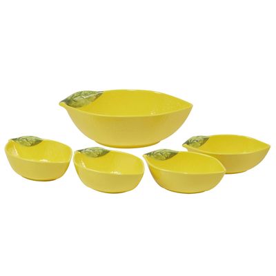 Lemon Zest Melamine All Purpose Bowls Set of 6 7.5" Citrus-Inspired Unbreakable Lightweight Dinnerware for Salad, Cereal, Snacks, Pasta, Summer Outdoor Dining & Everyday Use