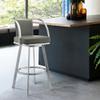 Armen Living Livingston 30" Gray Faux Leather and Brushed Stainless Steel Swivel Bar Stool view 2