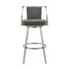Armen Living Livingston 30" Gray Faux Leather and Brushed Stainless Steel Swivel Bar Stool view 4