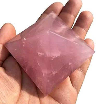 MOKACRYSTAL 55-60mm Natural Pink Rose Quartz Energy Pyramid Healing Crystal Gemstone Chakra Pyramids 1pc