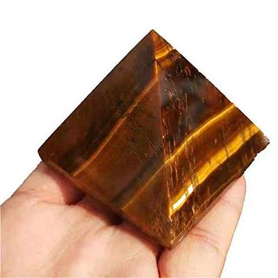 MOKACRYSTAL 50mm Quartz Crystals Healing Stones Yellow Tiger Eye Natural Crystal Stone Pyramid Crystal Crafts 1pc