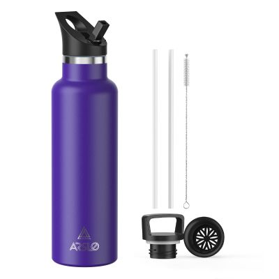 Arslo Stainless Steel Double Wall Water Bottles 25 Ounce, Vacuum Insulated Bottle With Straw Lid, Insulated Water Bottle Keeps Water Cold for 24 Hours, Hot for 12 Hours, Hiking, Sports