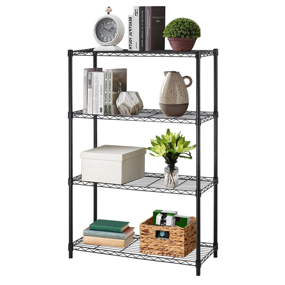 36" L14" W54" H Commercial Wire Shelving Unit Metal Shelf with 4 Tier Adjustable Layer Rack Strong Steel for Restaurant Garage Pantry Kitchen GarageBlack