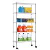30" L14" W60" H Wire Shelving Unit Commercial Metal Shelf with 5 Tier Casters Adjustable Layer Rack Strong Steel for Restaurant Garage Pantry Kitchen GarageChrome view 1