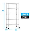 30" L14" W60" H Wire Shelving Unit Commercial Metal Shelf with 5 Tier Casters Adjustable Layer Rack Strong Steel for Restaurant Garage Pantry Kitchen GarageChrome view 3