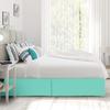 600 Thread Count 100% Cotton 1PC Tailored Pleated Bed Skirt Dust Ruffle Bed Skirt Never Lift Your Mattress Classic 18Drop Length Pleated Styling,Aqua/Split Queen view 3