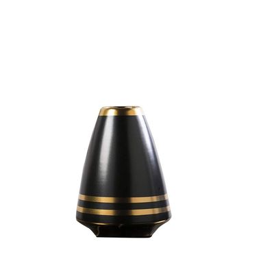 Indoor Gardening Flower Arrangement Ceramic vase, Cone Vase Set Sample Room Living Room Decorative vase Study Ceramic Ornaments Rose vases (Color : Black, Size : 6.522CM)