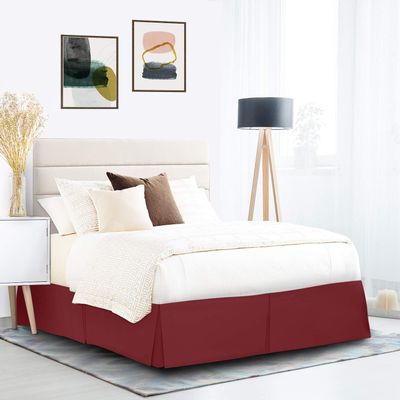 600 Thread Count 100% Cotton 1PC Tailored Pleated Bed Skirt Dust Ruffle Bed Skirt Never Lift Your Mattress Classic 18Drop Length Pleated Styling,Burgundy/Split King