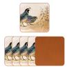 6 PCS Premium Leather Coasters for Drinks - Heat Resistant Drink Coaster - Protect Furniture from Stains Water Rings and Damage - Watercolor Common Quails view 1