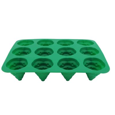 12 Grids Silicone Cake Mold, Christmas Tree Shape Muffin Cupcake Nonstick Pan Diy Baking Tool for Home - 13.8x10.4x3.3in(Green)