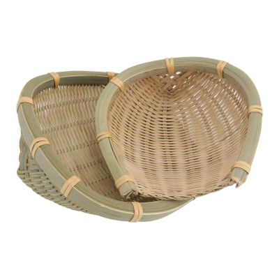 2pcs Handcrafted Woven Storage Baskets Rustic Decorative Containers for Kitchen Dining and Home Natural Dustpan Style