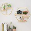 Cabilock Wall Mounted Shelves Floating Shelves Hanging Rack Shelf Rustic Flower Vase Hexagon Hive Wall Bracket for Living Room Bedroom Bathroom Kitchen Office Decorations 49 x 49 x 13 cm Metal Shelf view 2