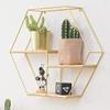 Cabilock Wall Mounted Shelves Floating Shelves Hanging Rack Shelf Rustic Flower Vase Hexagon Hive Wall Bracket for Living Room Bedroom Bathroom Kitchen Office Decorations 49 x 49 x 13 cm Metal Shelf view 4