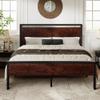 Allewie Full Size Platform Bed Frame with Wooden Headboard and Footboard, Heavy Duty 12 Metal Slats Support, No Box Spring Needed, Under-Bed Storage, Noise Free, Easy Assembly, Mahogany view 1