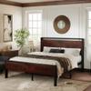 Allewie Full Size Platform Bed Frame with Wooden Headboard and Footboard, Heavy Duty 12 Metal Slats Support, No Box Spring Needed, Under-Bed Storage, Noise Free, Easy Assembly, Mahogany view 3