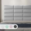 Art3d Peel and Stick Headboard for Twin in Grey, Pack of 4 Panels Sized 9.85" x 23.62", 3D Wall Panel, Upholstered view 1