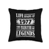 47 Year Old Life Begins 1977 Birth Of Legends 47th Birthday Throw Pillow view 1