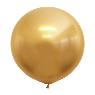 24" Kalisan Mirror Chrome Gold Birthday Party Decoration Supply Latex Helium Balloons - Bag of 5