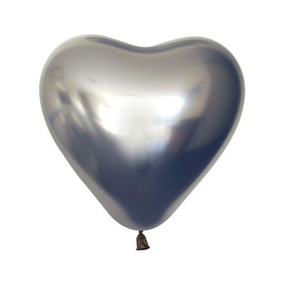 12" Kalisan Mirror Chrome Space Grey (Gray) Heart Birthday Party Decoration Supply Latex Helium Balloons - Bag of 50
