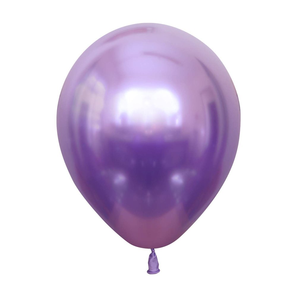 12" Kalisan Mirror Chrome Violet Birthday Party Decoration Supply Latex Helium Balloons - Bag of 50